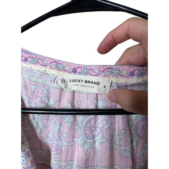 LUCKY BRAND Blouse Womens Size S Multicolor Floral‎ Paisley V Neck Boho Chic - Picture 5 of 8